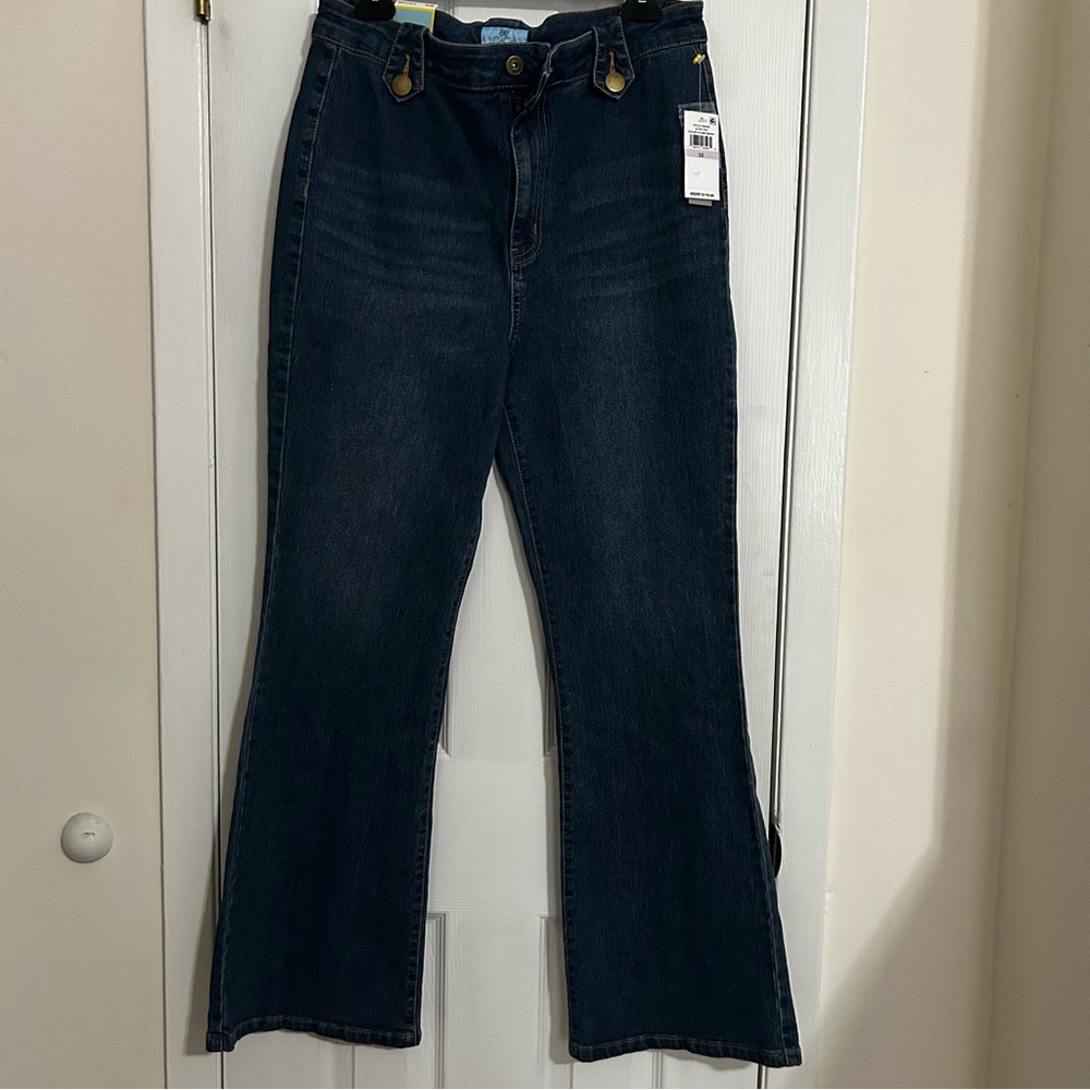 CeCe Blue Flare Wide Leg Jeans High-Rise